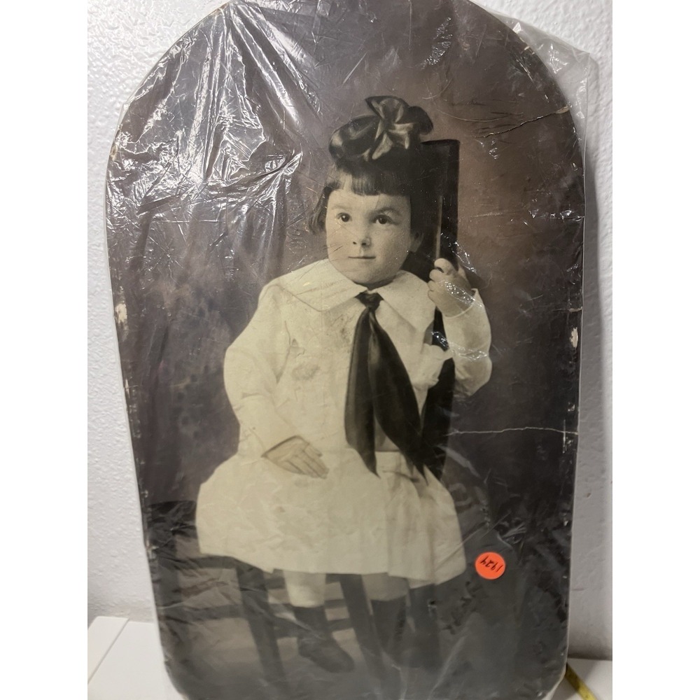 ANTIQUE 1924 Arched Convex Bubble Picture Chicago Portrait Co Child 11.5 X 19.5